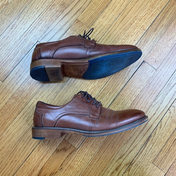 Steve Madden Brown Leather Lace Up Ballot Oxford Dress Shoe - Picture 3 of 5